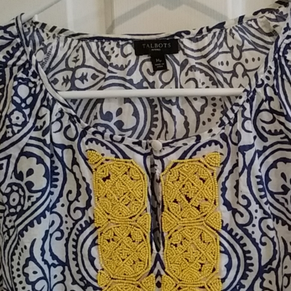 Talbots Petites Beaded Blouse Medium - Picture 2 of 5